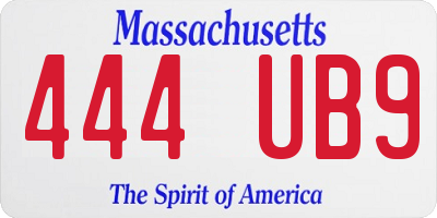 MA license plate 444UB9