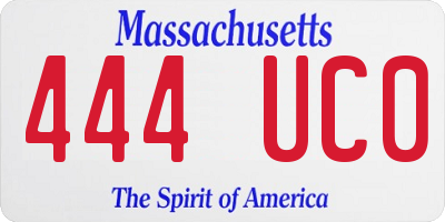 MA license plate 444UC0