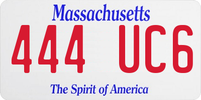 MA license plate 444UC6