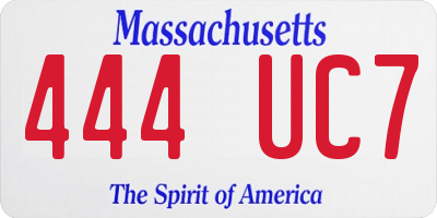 MA license plate 444UC7