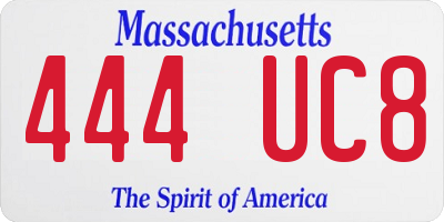 MA license plate 444UC8