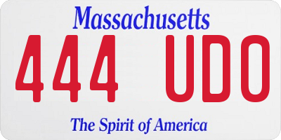 MA license plate 444UD0