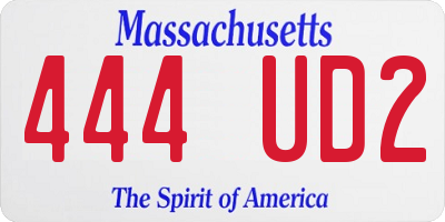 MA license plate 444UD2