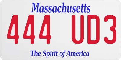 MA license plate 444UD3