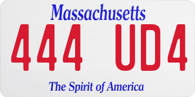 MA license plate 444UD4
