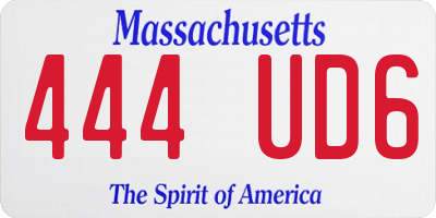 MA license plate 444UD6