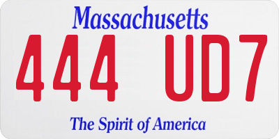 MA license plate 444UD7