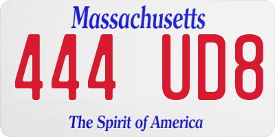 MA license plate 444UD8