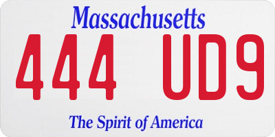 MA license plate 444UD9
