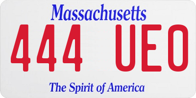 MA license plate 444UE0