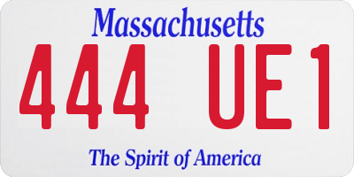 MA license plate 444UE1