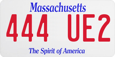 MA license plate 444UE2