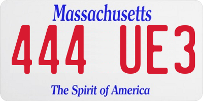MA license plate 444UE3