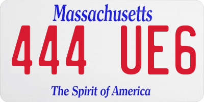 MA license plate 444UE6