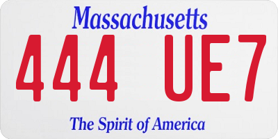 MA license plate 444UE7