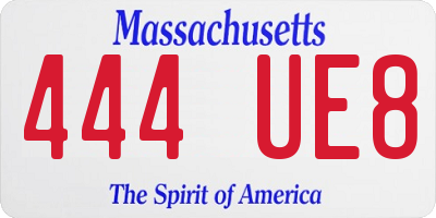 MA license plate 444UE8