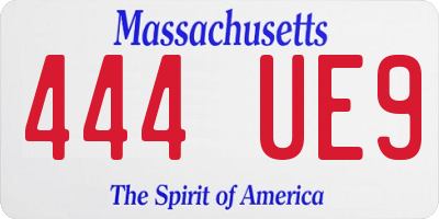 MA license plate 444UE9