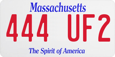 MA license plate 444UF2