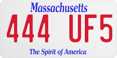 MA license plate 444UF5