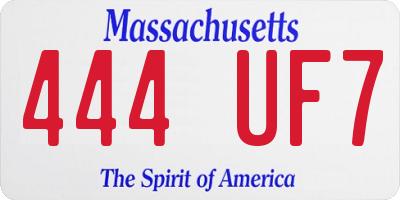 MA license plate 444UF7