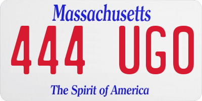 MA license plate 444UG0