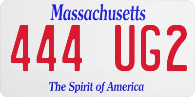 MA license plate 444UG2