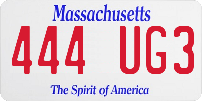 MA license plate 444UG3