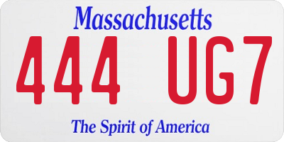 MA license plate 444UG7