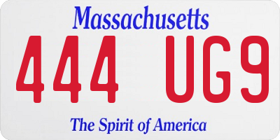 MA license plate 444UG9