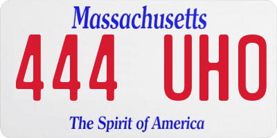MA license plate 444UH0