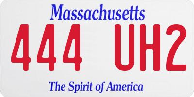 MA license plate 444UH2