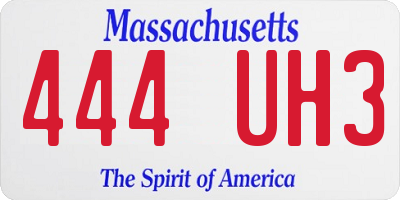 MA license plate 444UH3