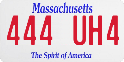 MA license plate 444UH4