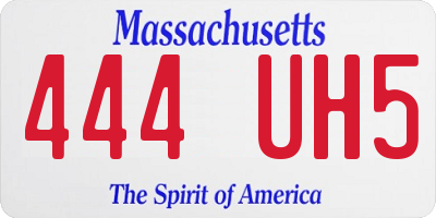 MA license plate 444UH5