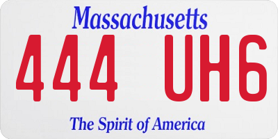 MA license plate 444UH6