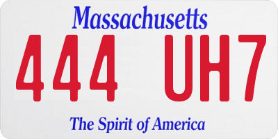 MA license plate 444UH7