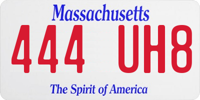 MA license plate 444UH8