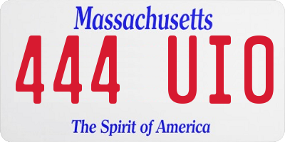 MA license plate 444UI0