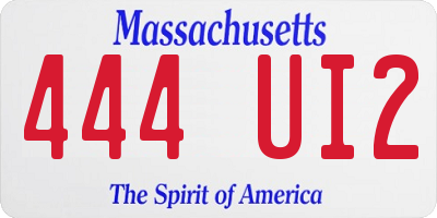 MA license plate 444UI2