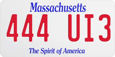 MA license plate 444UI3