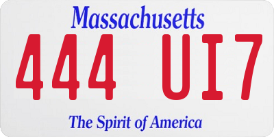MA license plate 444UI7
