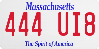 MA license plate 444UI8