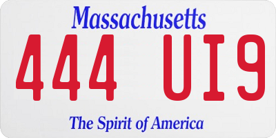 MA license plate 444UI9