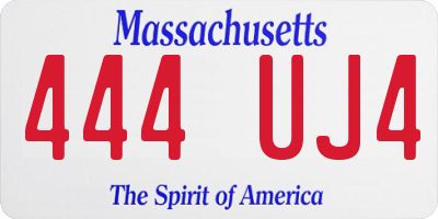 MA license plate 444UJ4
