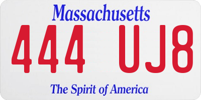 MA license plate 444UJ8