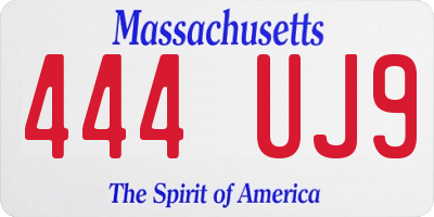 MA license plate 444UJ9