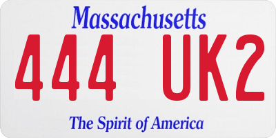 MA license plate 444UK2