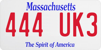 MA license plate 444UK3