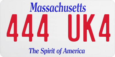 MA license plate 444UK4