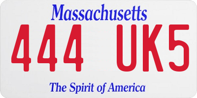 MA license plate 444UK5